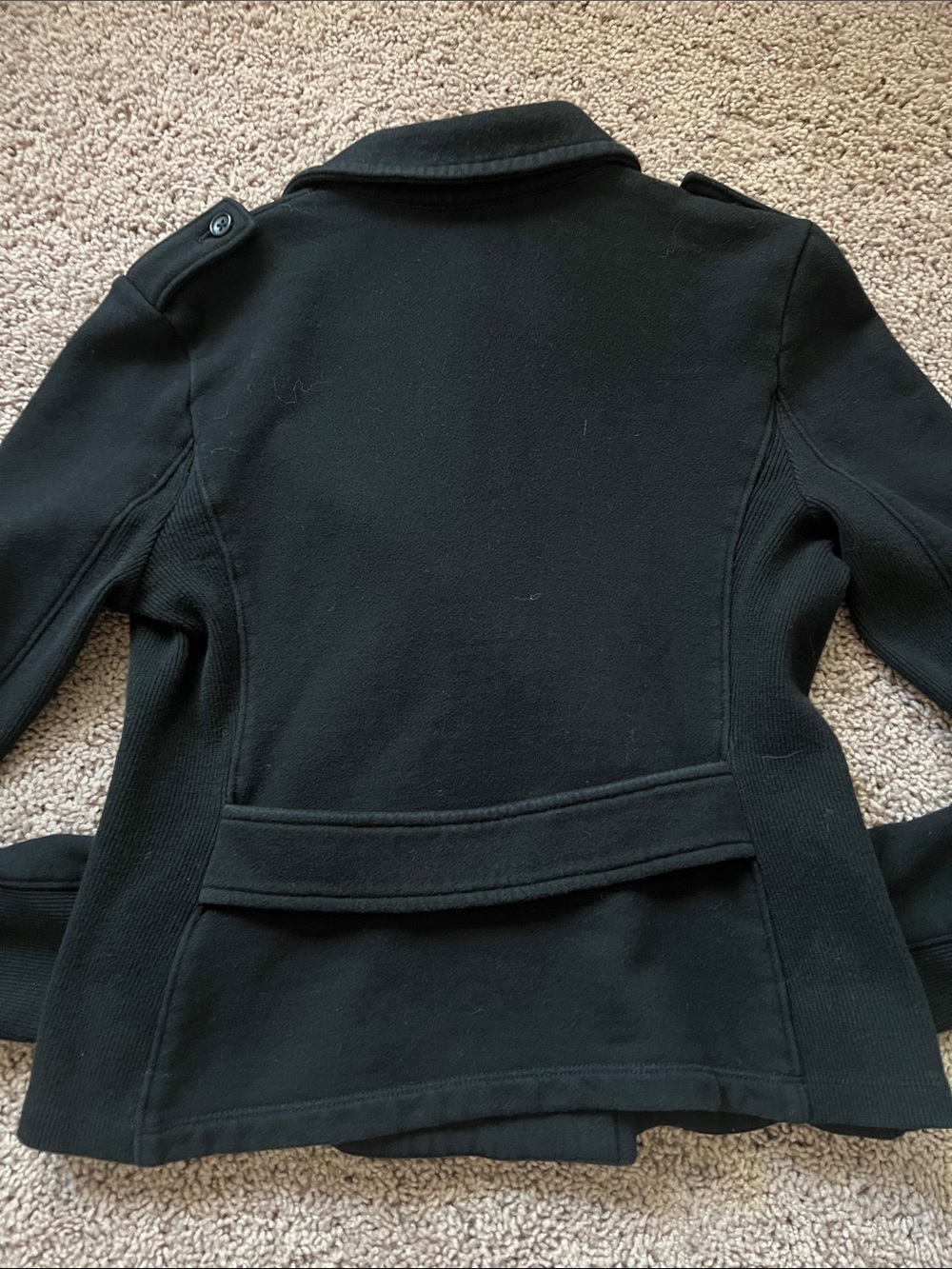 James Perse Black Double-Breasted 100% Cotton Crop PeaCoat Size 2 - Picture 6 of 7